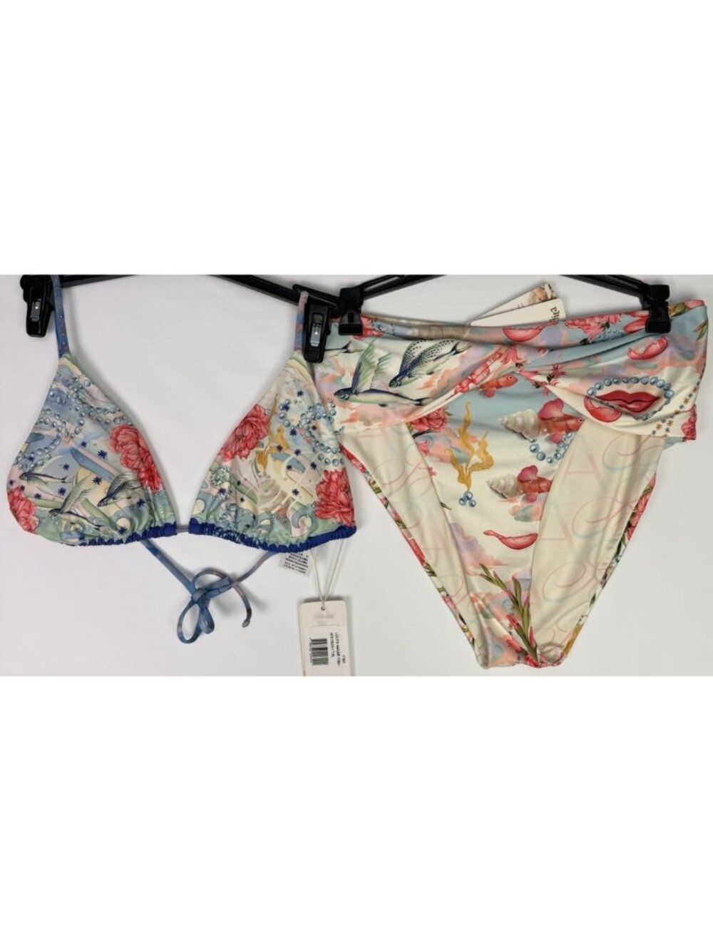 Agua Bendita Nacar Bikini Set XL Lolita Triangle Top Lily Bottom Swimsuit NWT